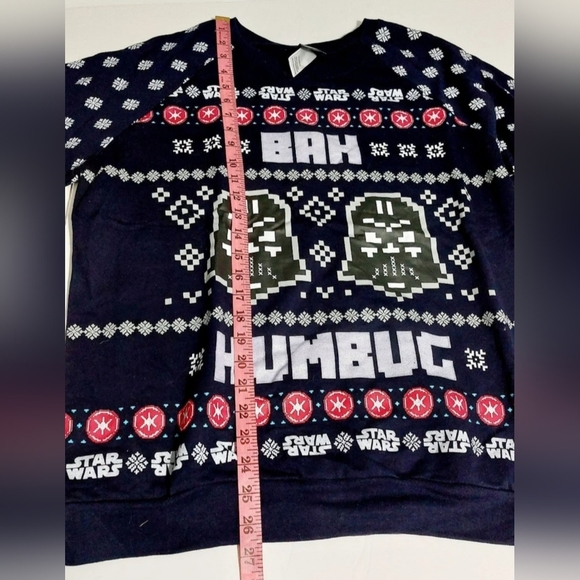 Disney Navy Blue Star Wars Bah Humbug Christmas Sweater (size Jr. 2X 19) - Picture 7 of 7